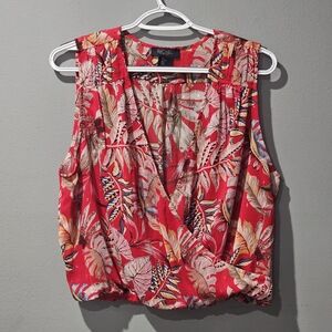 RACHEL Rachel Roy Red Tropical Leaf Sleeveless Crop Top